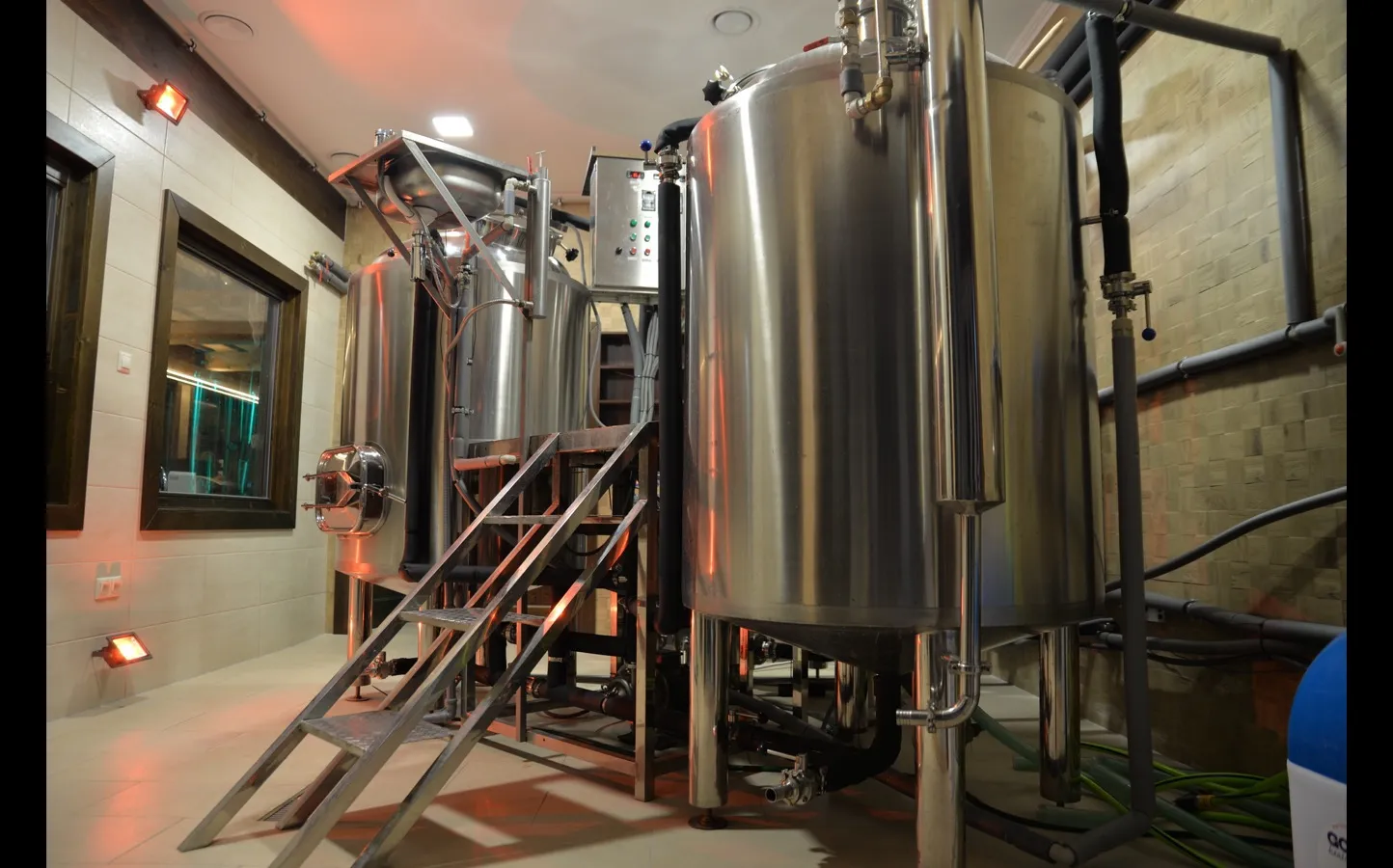 Stainless steel brewing vessels in the Predná Hora craft brewery